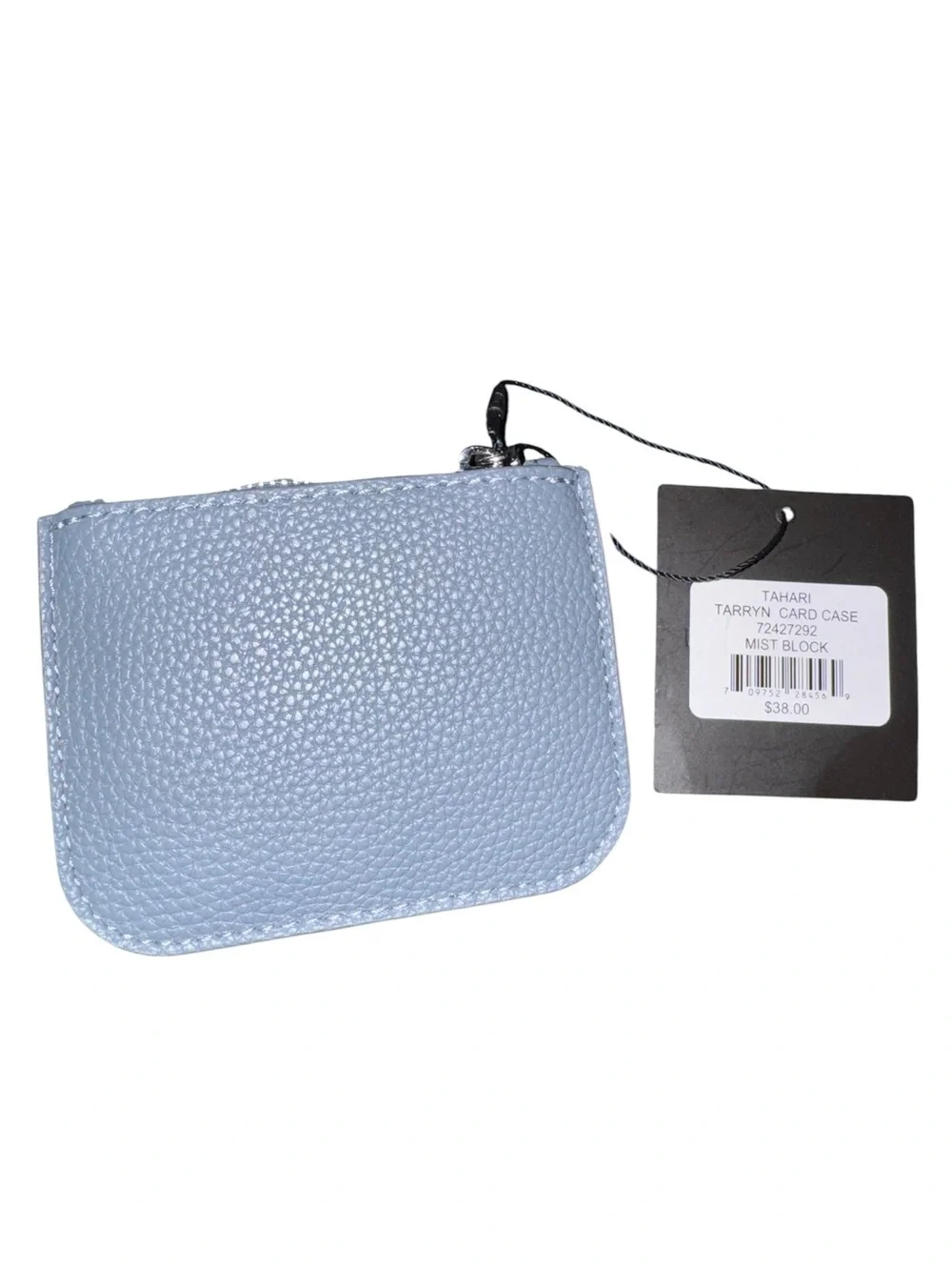 Tahari Pebbled Leather Zip Card Case in Dusty Blue and Blush NWT - Picture 2 of 4